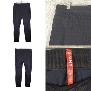 Spanx Pants Legging High Rise Navy Blue Green Plaid Plus Size 1X Stretch